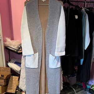 Elan Cream and Gray Knit Cardigan